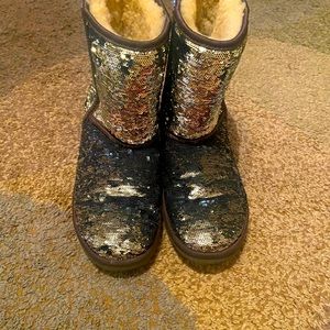 UGG blue and silver sequin boots
